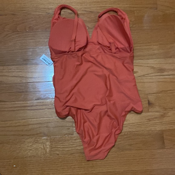 Ruched Deep V-Neck One-Piece Swimsuit - Picture 9 of 9